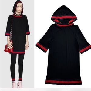 Gucci black Sherry line jersey hooded dress